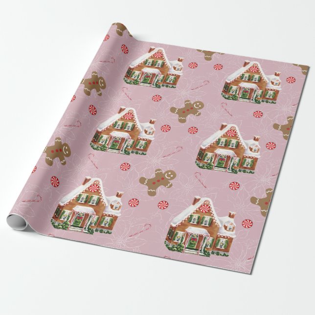Presente Papel cor-de-rosa para moldagem de natal (Desenrolado)