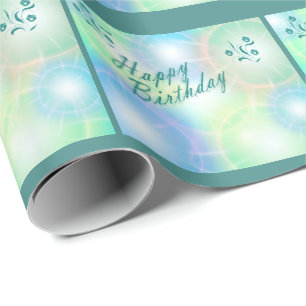 Presente papel de aniversário feliz azul