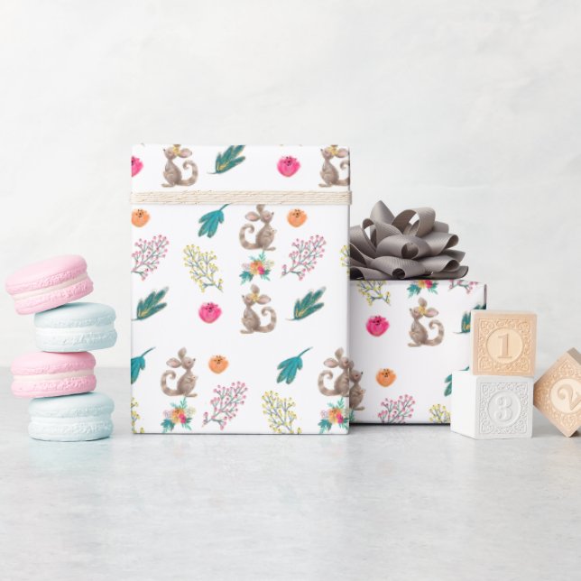 Presente Papel De Aperfeiçoamento De Padrões Para Canguros  (Chá de bebê)