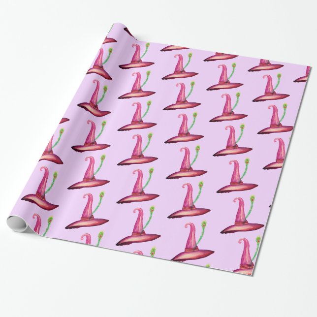Presente Papel de Arranjo das Bruxas de Chapéu Rosa do Hall (Desenrolado)