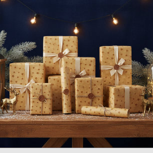 Presente Papel de cópia com estrelas, castanho