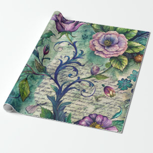 Presente Papel de Decoupage de Móveis com Padrão Floral Sem