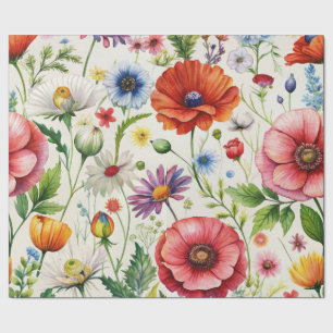 Presente Papel de Decoupage Florais Selvagens Aquarela Sem