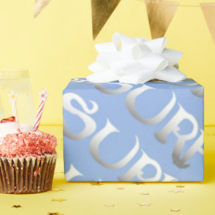 Presente Papel de embalagem brilhante inclinado azul-surf