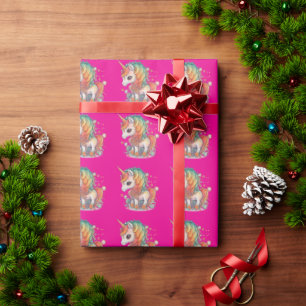 Presente Papel de embalagem cor-de-rosa Unicorn