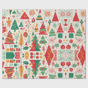 Presente Papel De Embalagem Da Floresta De Natal Whimsical