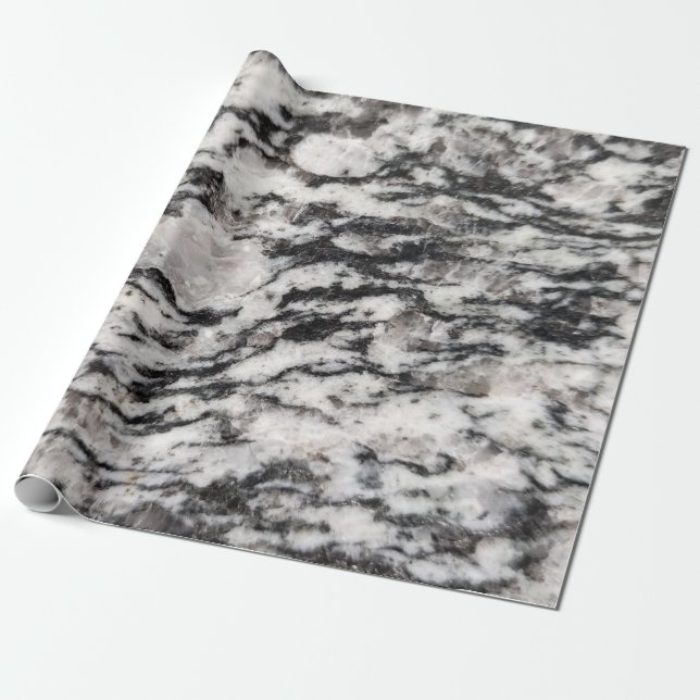 Presente papel de embalagem de abstrato branco e preto (Desenrolado)