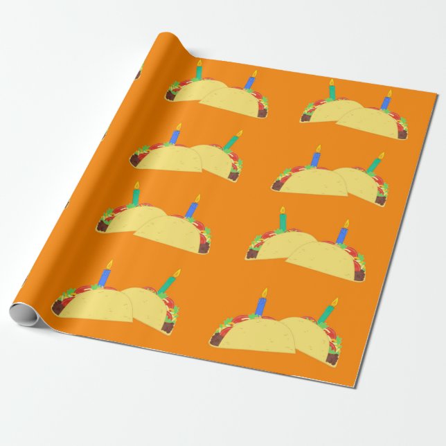 Presente Papel de Embalagem de Aniversário do Taco (Desenrolado)