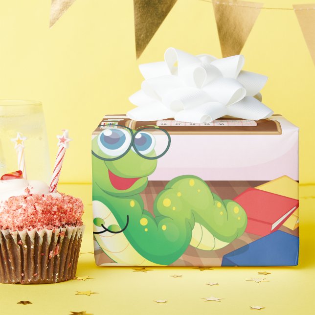 Presente Papel De Embalagem De Bookworm Em Classe (Criador carregado)