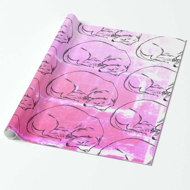 Presente Papel De Embalagem De Cães Dachshund Para Dormir, (Desenrolado)