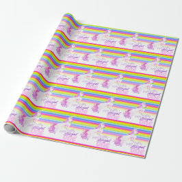 Presente papel de embalagem de cores aquáticas unicorn do p