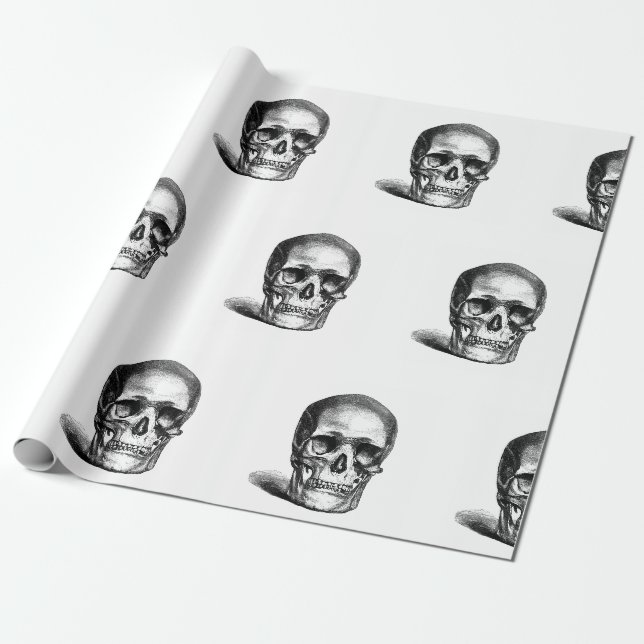 PRESENTE PAPEL DE EMBALAGEM DE DIA DAS BRUXAS COM CRÂNIOS H (Desenrolado)