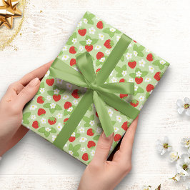 Presente Papel De Embalagem De Morangos Florais