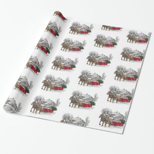 Presente Papel De Embalagem De Natal Dos Cavalos Que Pulam
