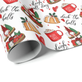 Presente Papel De Embalagem De Natal Em Deck The Halls