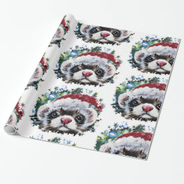 Presente Papel de embalagem de Natal Ferret & Santa Hat
