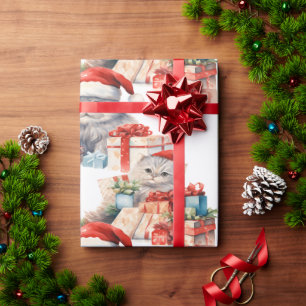Presente Papel de embalagem de Natal para gatos festivos