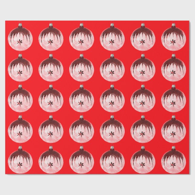 Presente Papel De Embalagem De Ornamento Vermelho E Rosa (Aberto)