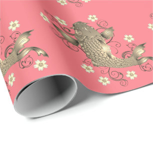 Presente Papel de embalagem de peixe Koi