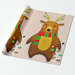 Presente papel de embalagem de renas de Natal