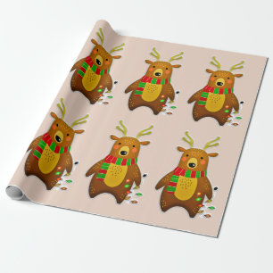 Presente papel de embalagem de renas de Natal