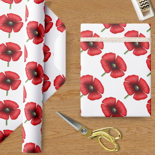 Presente Papel de embalagem de solteiro de papoila-vermelha