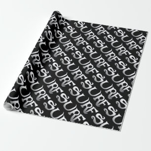 Presente papel de embalagem de surf preto inclinado