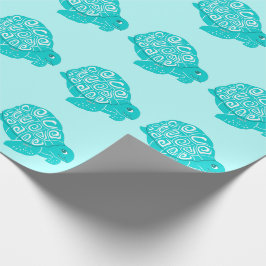 Presente Papel De Embalagem Em Aqua - Padrões De Tartarugas