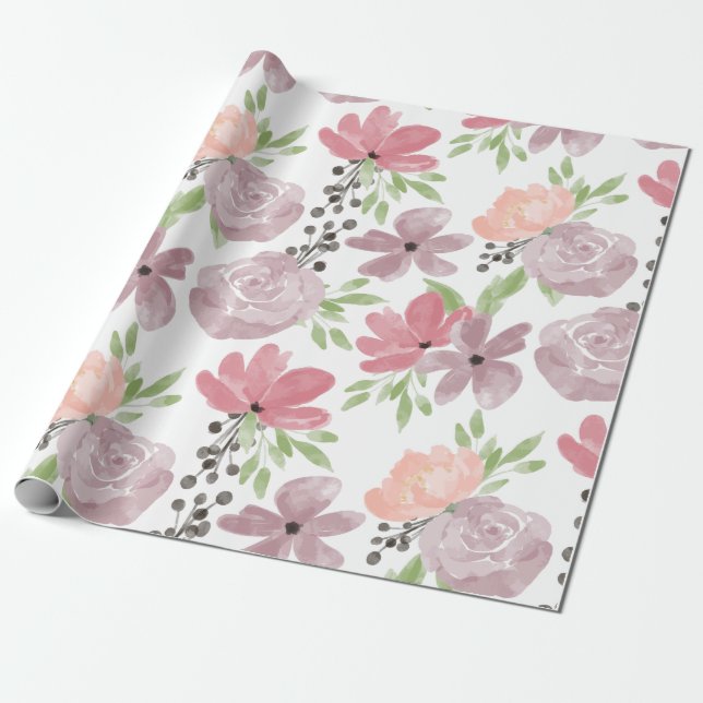 Presente papel de embalagem floral (Desenrolado)