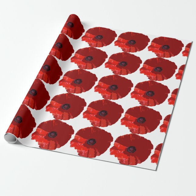 PRESENTE PAPEL DE EMBALAGEM FLORAL PAPOULAS VERMELHAS (Desenrolado)