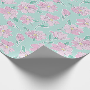 Presente Papel de embalagem floral pastel mole