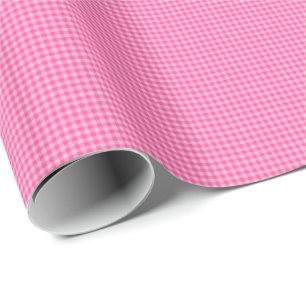 Presente PAPEL DE EMBALAGEM Gingham-GIFT-GIFT Pink-White