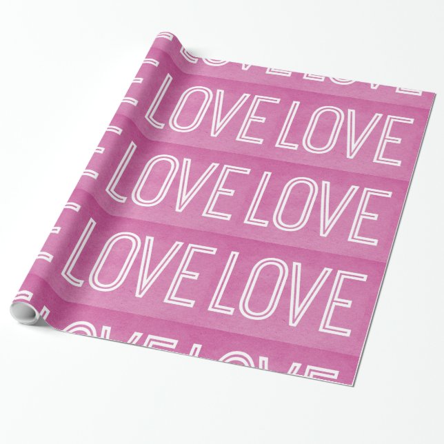 Presente Papel De Embalagem Kraft Love, Rosa (Desenrolado)