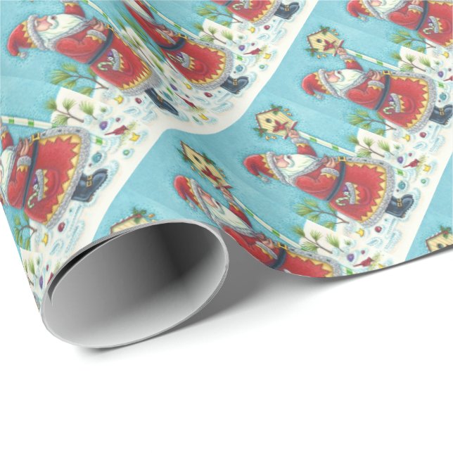 PRESENTE PAPEL DE EMBALAGEM KRIS KRINGLE E CARDINAL BIRDHOU (Ponta do rolo)