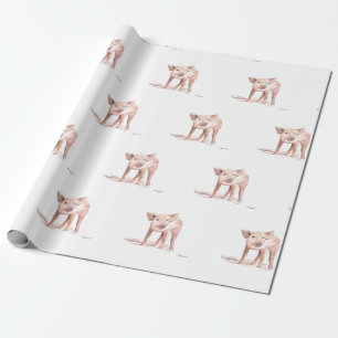 Presente Papel de embalagem por cor aquosa de porco leitão