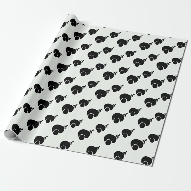 Presente papel de embalagem preto e branco (Desenrolado)