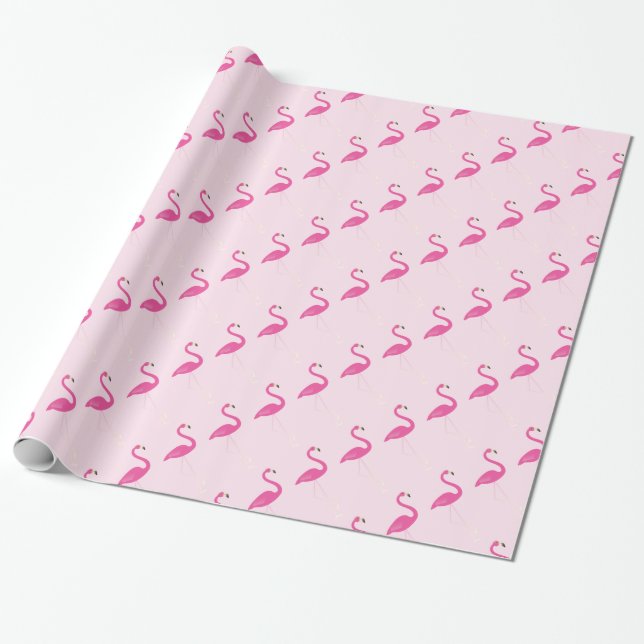 Presente Papel De Embalagem Rosa Flamingo (Desenrolado)