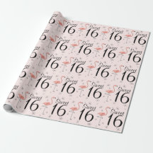 Papel de embalagem "Sweet 16", cor-de-rosa Flaming