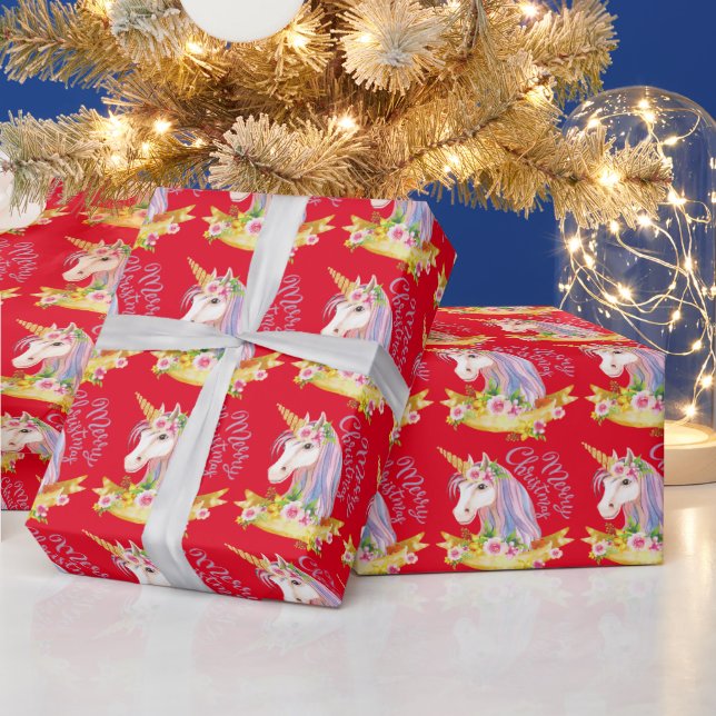 PRESENTE PAPEL DE EMBALAGEM UNICORN CHRISTMAS (Feriados)