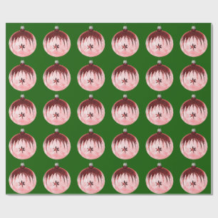 Presente Papel De Embalagem Verde Para Ornamento Vermelho E