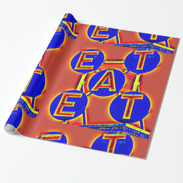 Presente papel de embalagem vermelho/azul (Desenrolado)