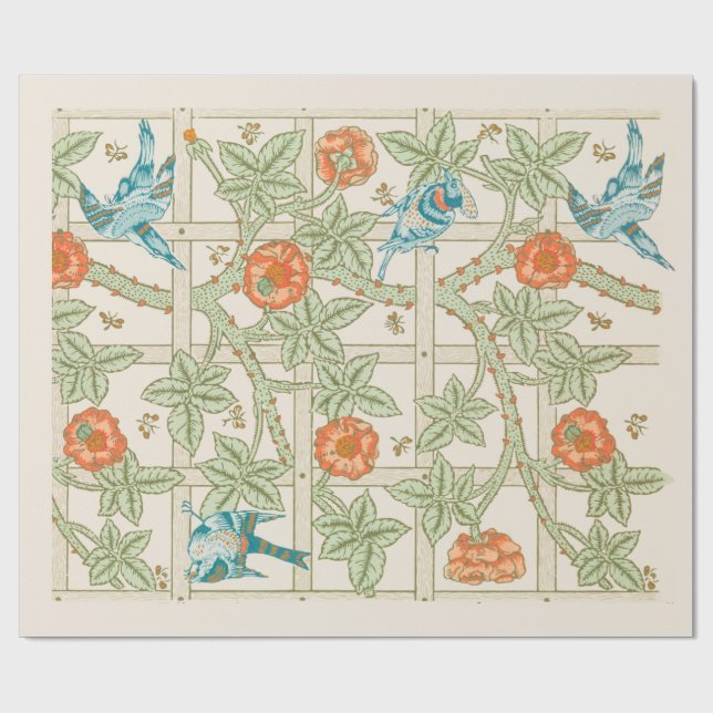 PRESENTE PAPEL DE EMBALAGEM: WILLIAM MORRIS : TRELLIS PATTE (Aberto)