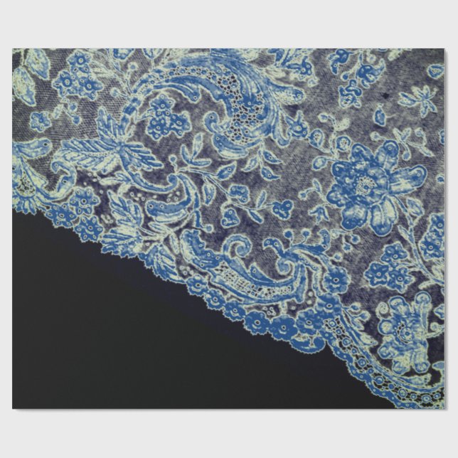 Presente Papel de emblema ANTICO LACE PRETO E AZUL GIFT (Aberto)