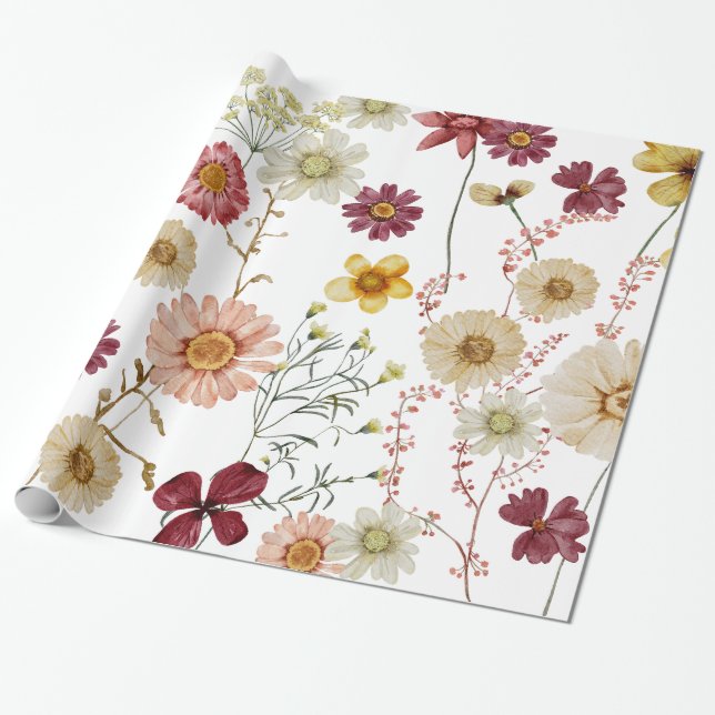 Presente Papel de emblema de flor selvagem, com cruz aquosa (Desenrolado)