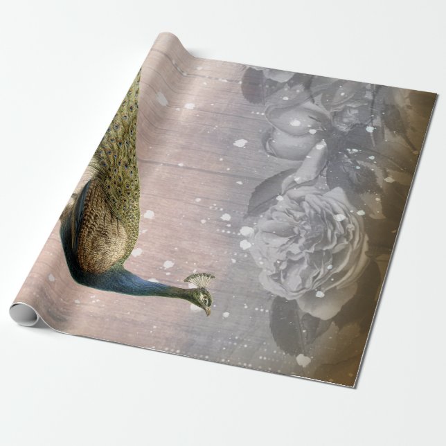 Presente Papel de emblema de punhal e Rosas de vinheta (Desenrolado)