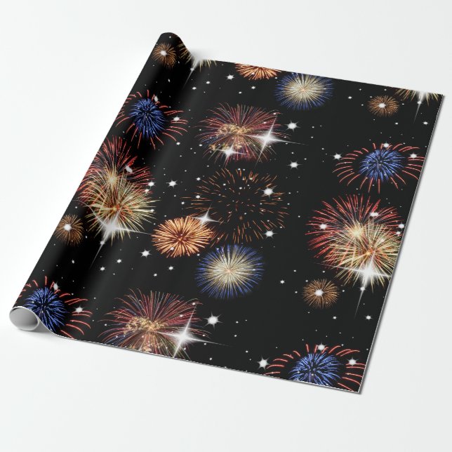 Presente Papel de emblema para fogos de artifício e estrela (Desenrolado)