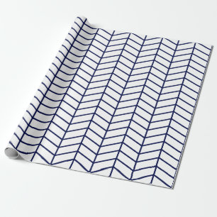 Presente Papel de embrulhamento Chevron - Marinho azul em b