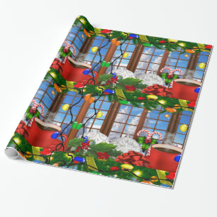 Presente Papel de embrulhamento da manhã de Natal