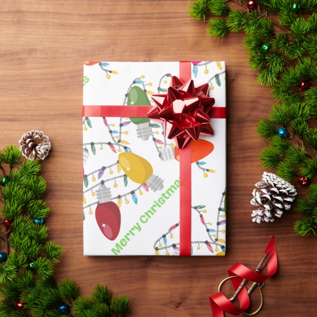 Presente Papel de embrulhamento das luzes de Natal grandes (Presente de Natal)
