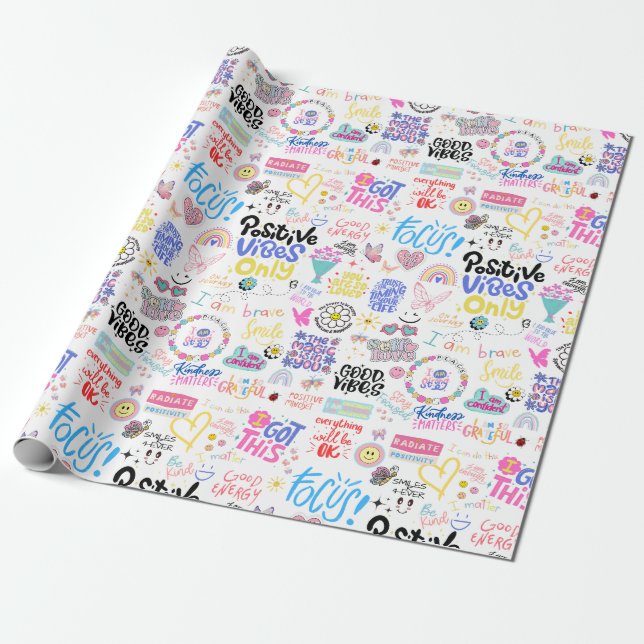 Presente Papel de embrulhamento de afirmações positivas (Desenrolado)